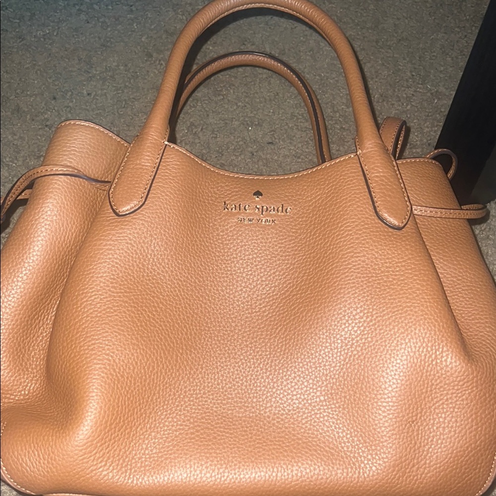 Kate Spade Tan Leather Satchel with Structured Design